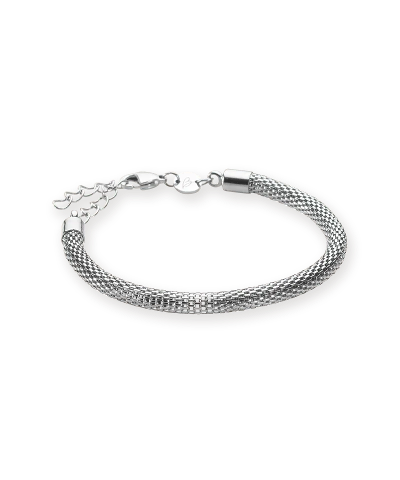 Blomdahl Grand Round Mesh armbånd sølv 15,5–19 cm