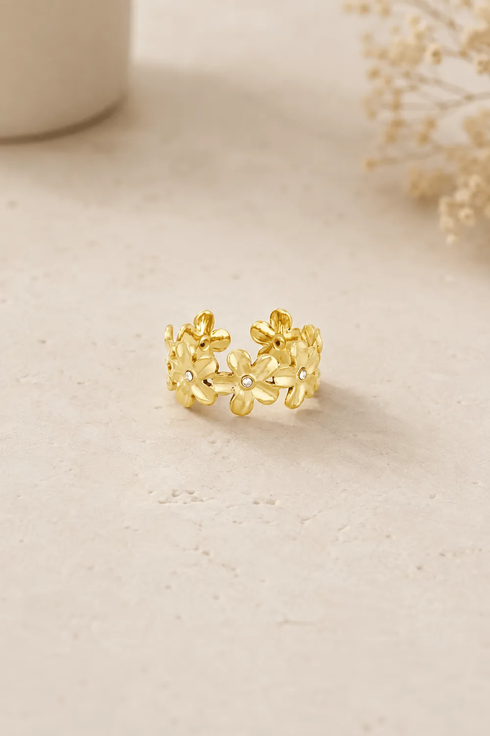 Mea Nani Marguerite ring 14K gullbelagt blomster justerbar