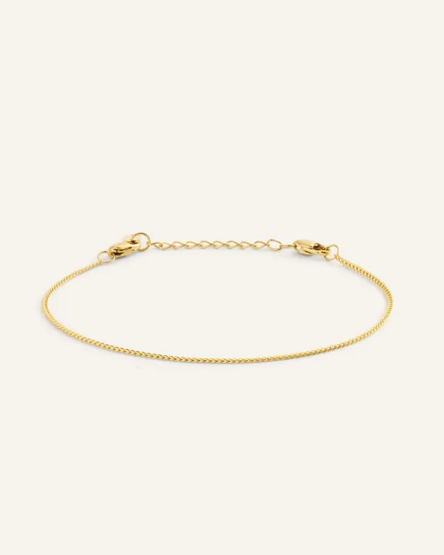 Mockberg Thin Curb Chain Small armbånd gull
