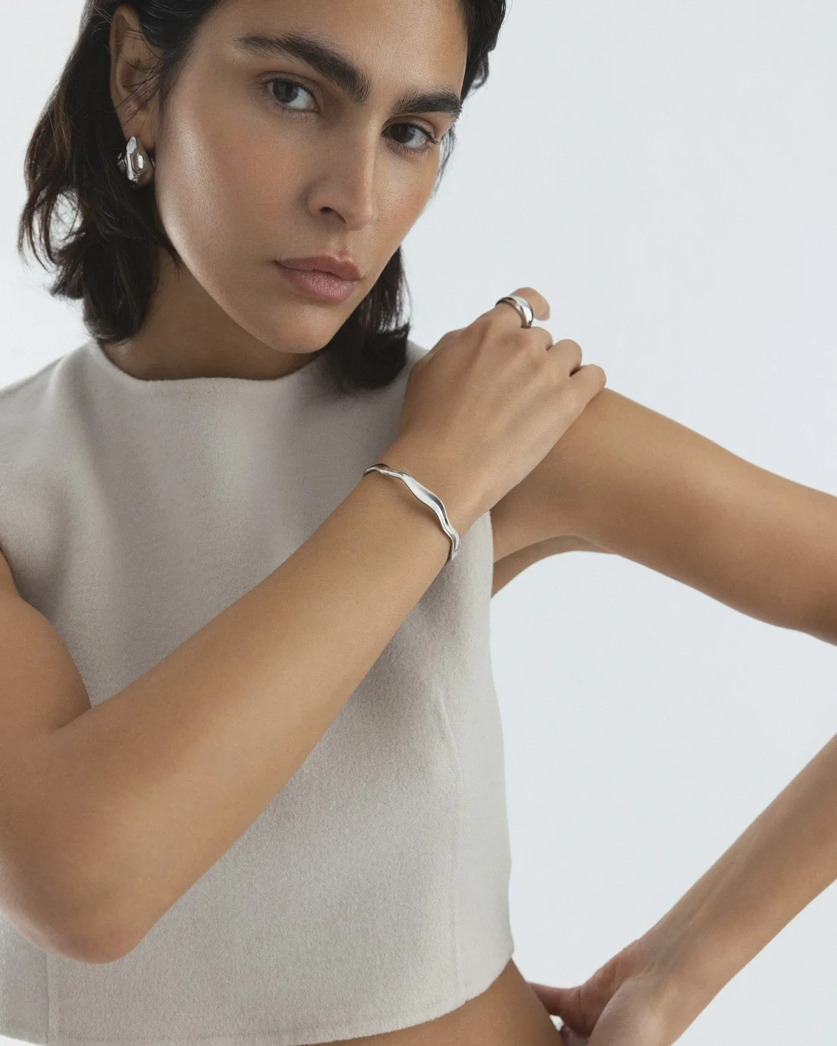 Mockberg Wavy Bolded cuff sølv bangle åpen