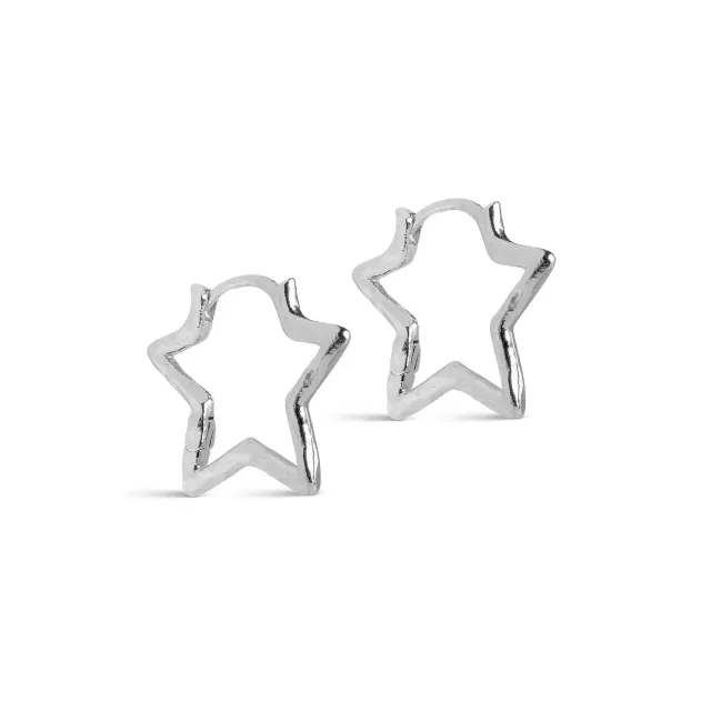 Enamel Organic Star Medium øredobber sølv 22 mm