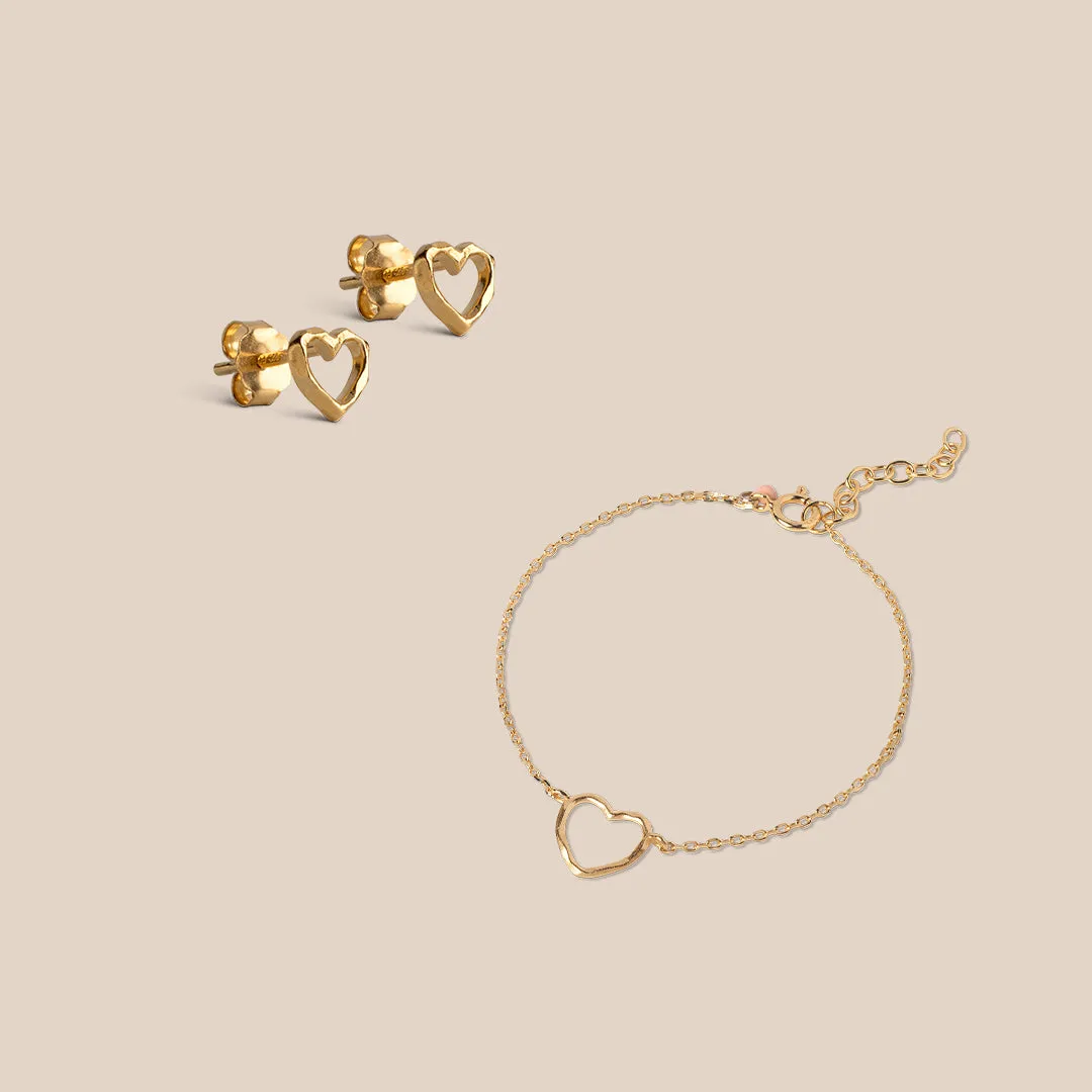 Enamel Organic Heart gavesett gull 2 deler