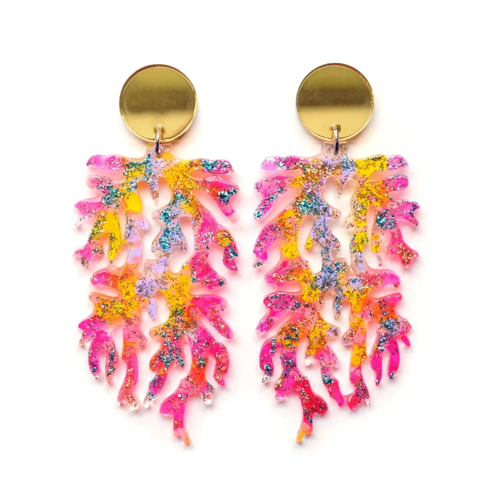 BooandBooFactory Neon Pink Coral øredobber 95 mm