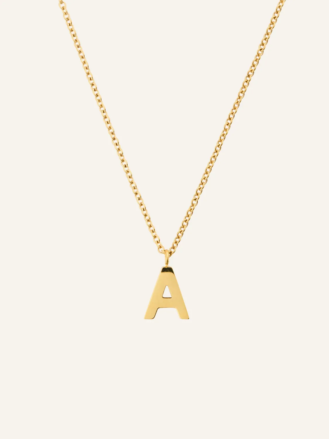 Mockberg Petite Plain Letter halskjede gull bokstav A