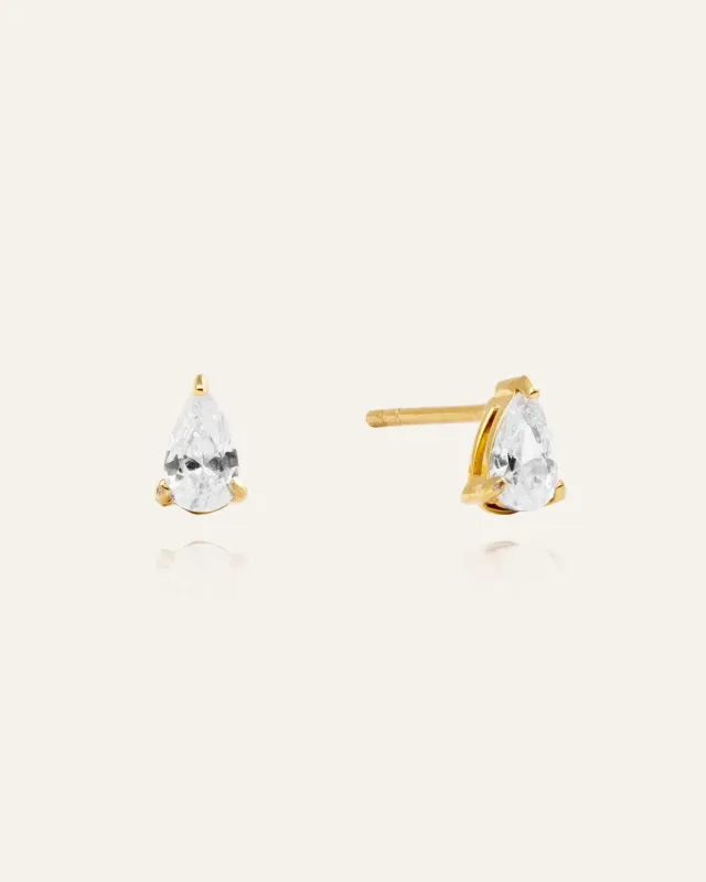 Mockberg Belle White Small Studs øredobber gull hvit