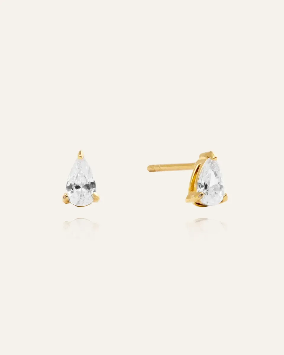 Mockberg Belle White Small Studs øredobber gull hvit