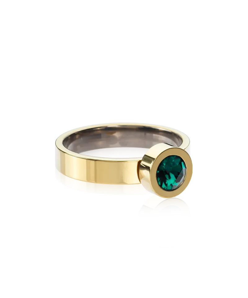 Blomdahl Grand Bezel ring smaragd gull 16 mm nikkelfri