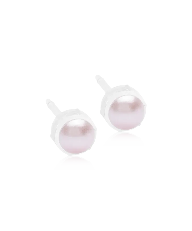 Blomdahl Bezel Pearl øredobber 6 mm lyserosa plast