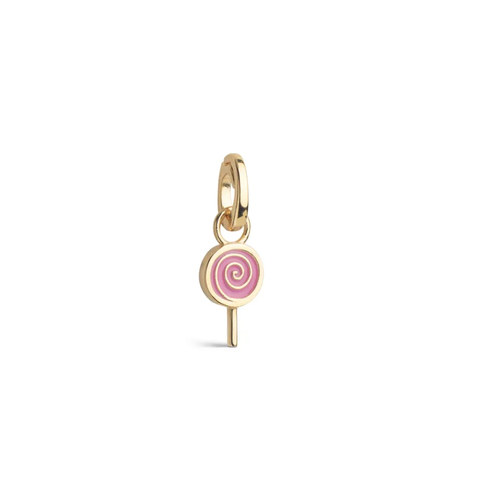 Enamel Lovely Lollipop charm mørk rosa 10 x 6,5 mm