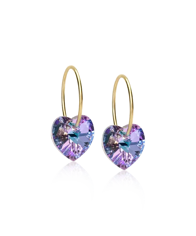 Blomdahl Ear Ring Heart øredobber 14 mm lilla gull