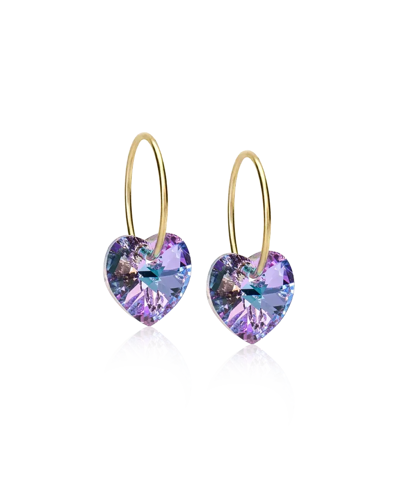 Blomdahl Ear Ring Heart øredobber 14 mm lilla gull