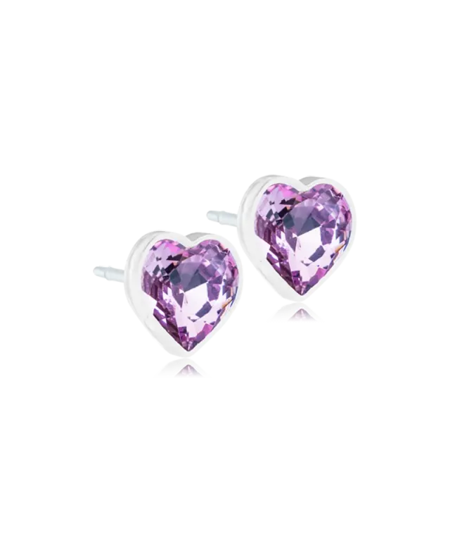 Blomdahl Heart øredobber medisinsk plast 6 mm Light amethyst