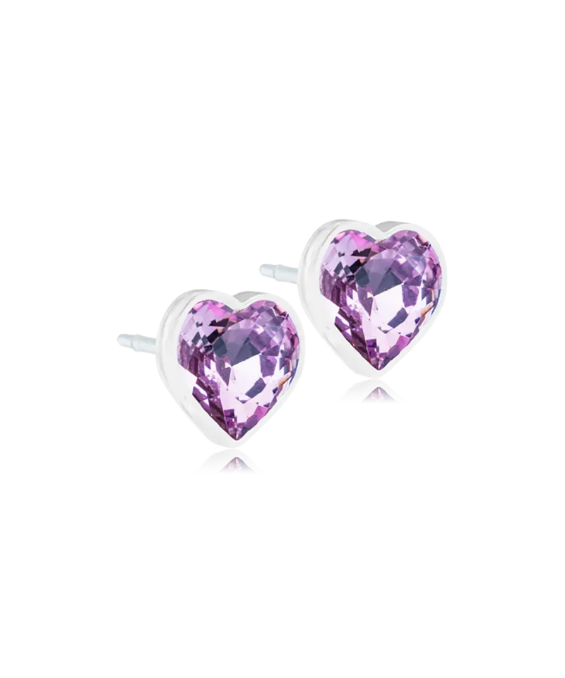 Blomdahl Heart øredobber medisinsk plast 6 mm Light amethyst