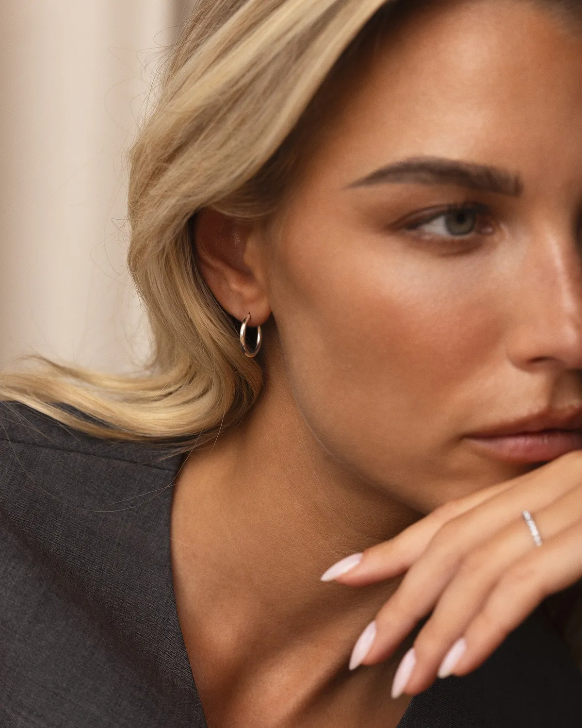 Mockberg Slim Medium Hoops øreringer sølv 16 mm