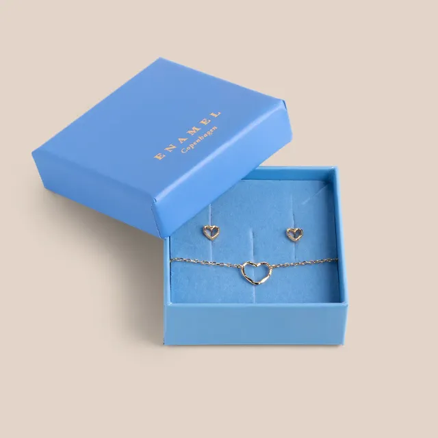 Enamel Organic Heart gavesett gull 2 deler