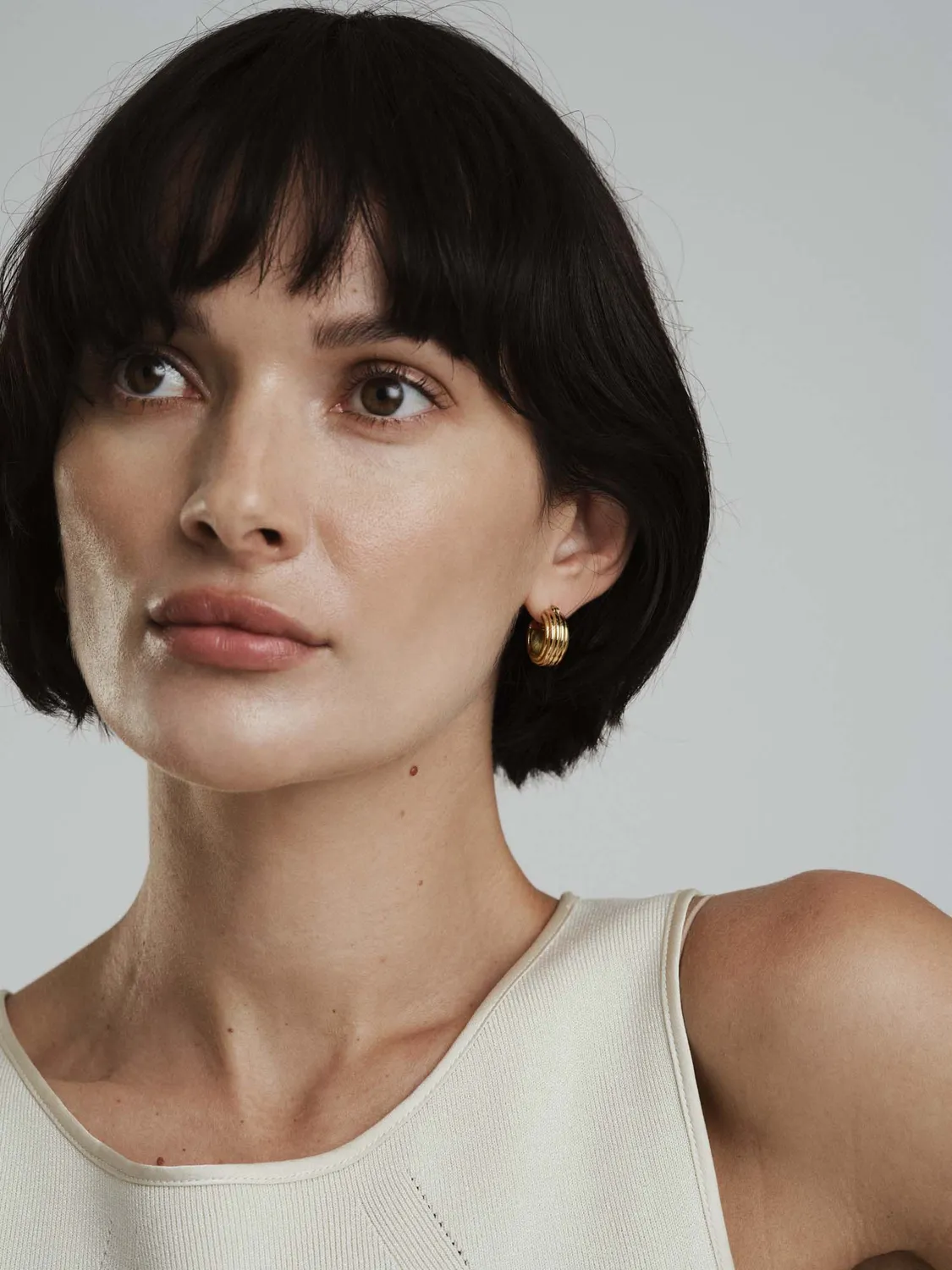 Mockberg Edge Ribbed Small Hoops øredobber 16 mm sølv