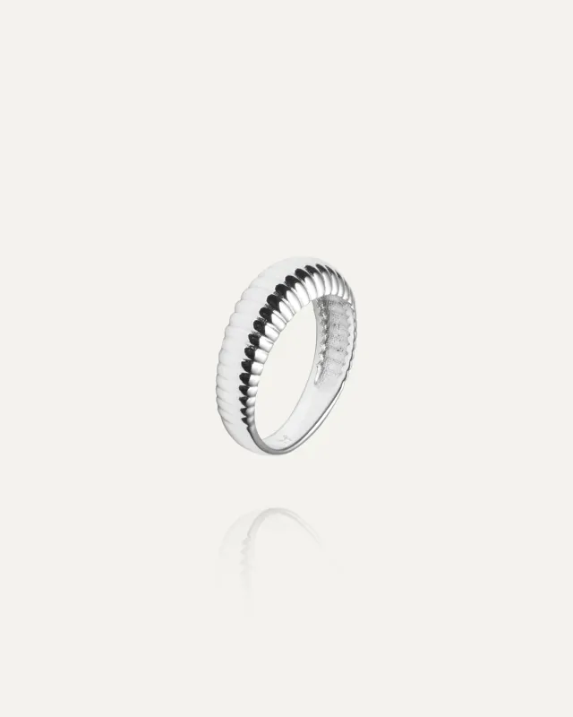 Mockberg Retro Ribbed ring sølv ribbet