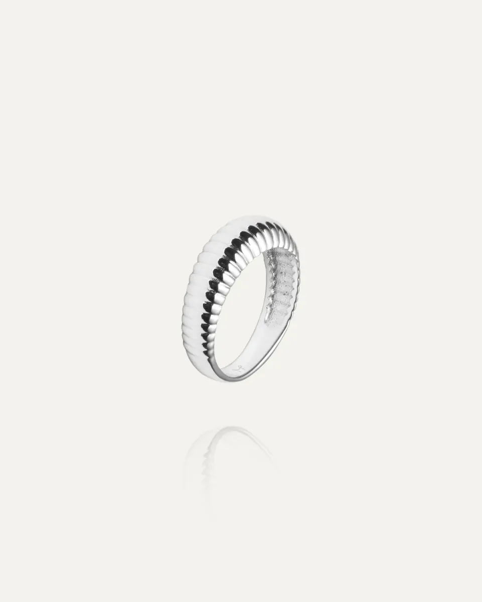 Mockberg Retro Ribbed ring sølv ribbet