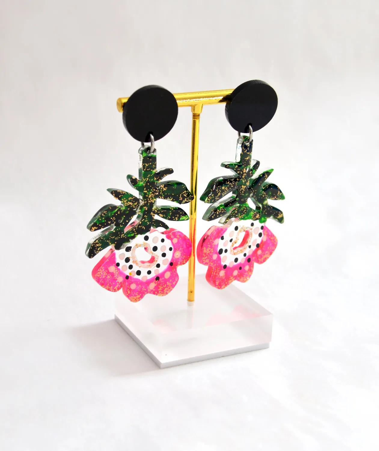 BooandBooFactory Pink Flower øredobber 1 par neonrosa