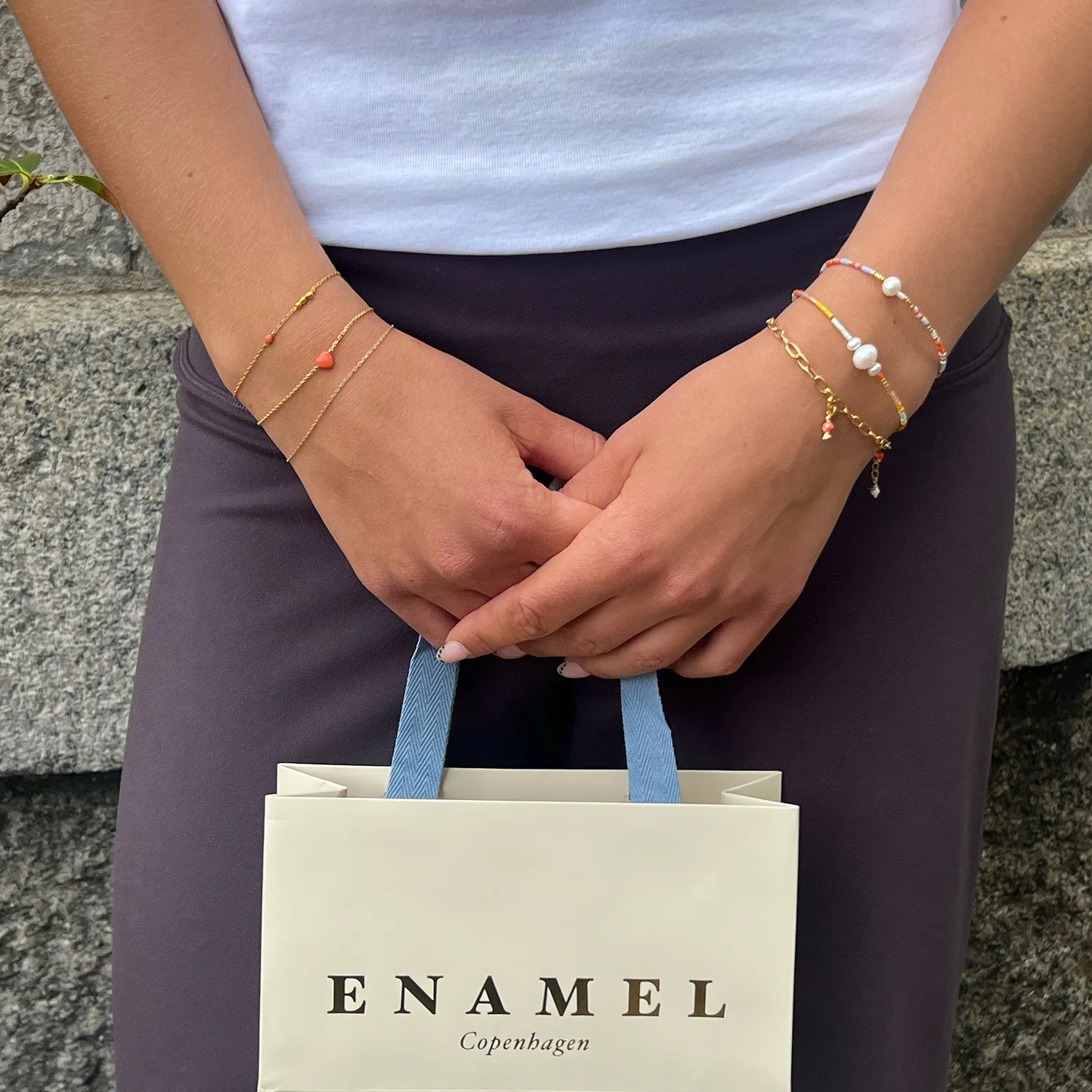 Enamel Amore armbånd emalje Light Coral 15+3 cm