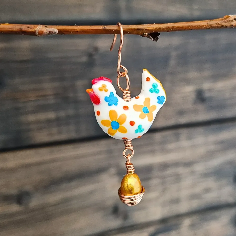 Kunstnerbonden Hippie-Høne dekor blomstermix gull-egg