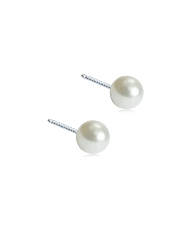 Blomdahl Pearl øredobb 6 mm hvit titan nikkelfri