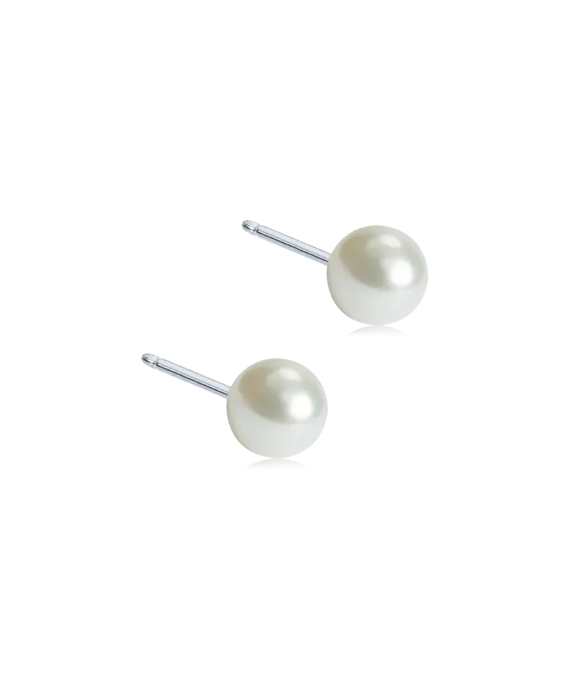 Blomdahl Pearl øredobb 6 mm hvit titan nikkelfri