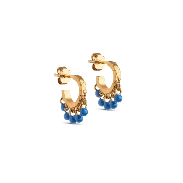 Enamel Astrid hoops 15 x 10 mm kornblomst blå