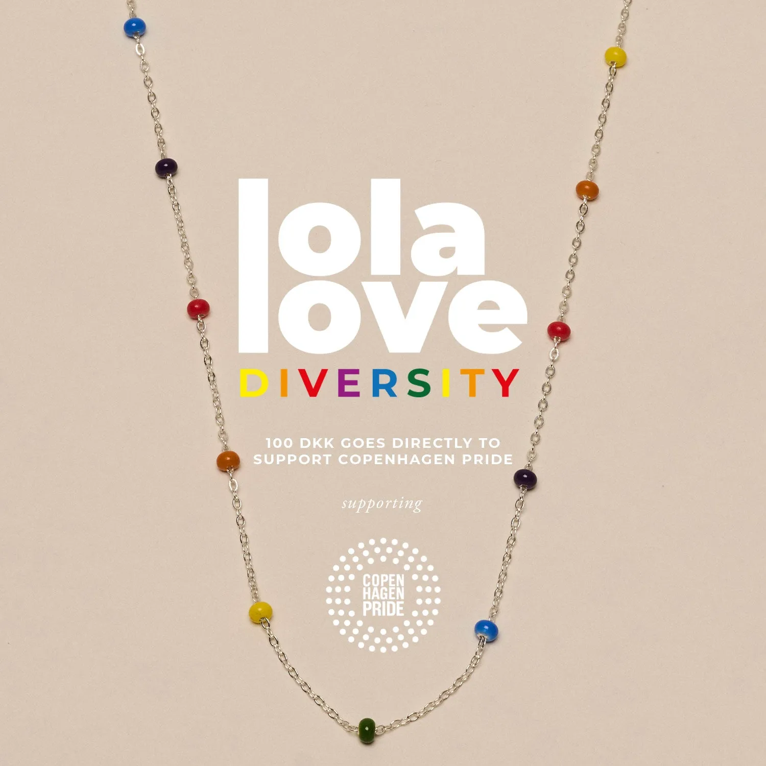 Enamel Lola Bold Diversity halskjede 45+9 cm regnbue