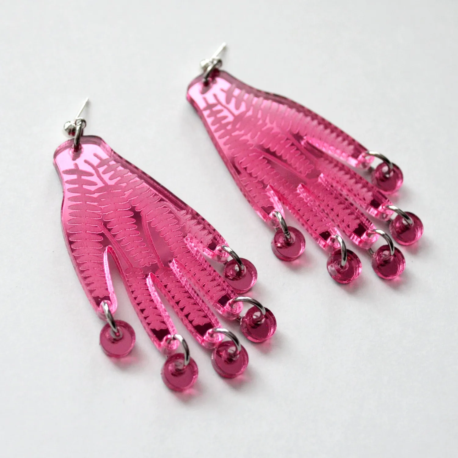 BooandBooFactory Pink Hand øredobber gull speilakryl