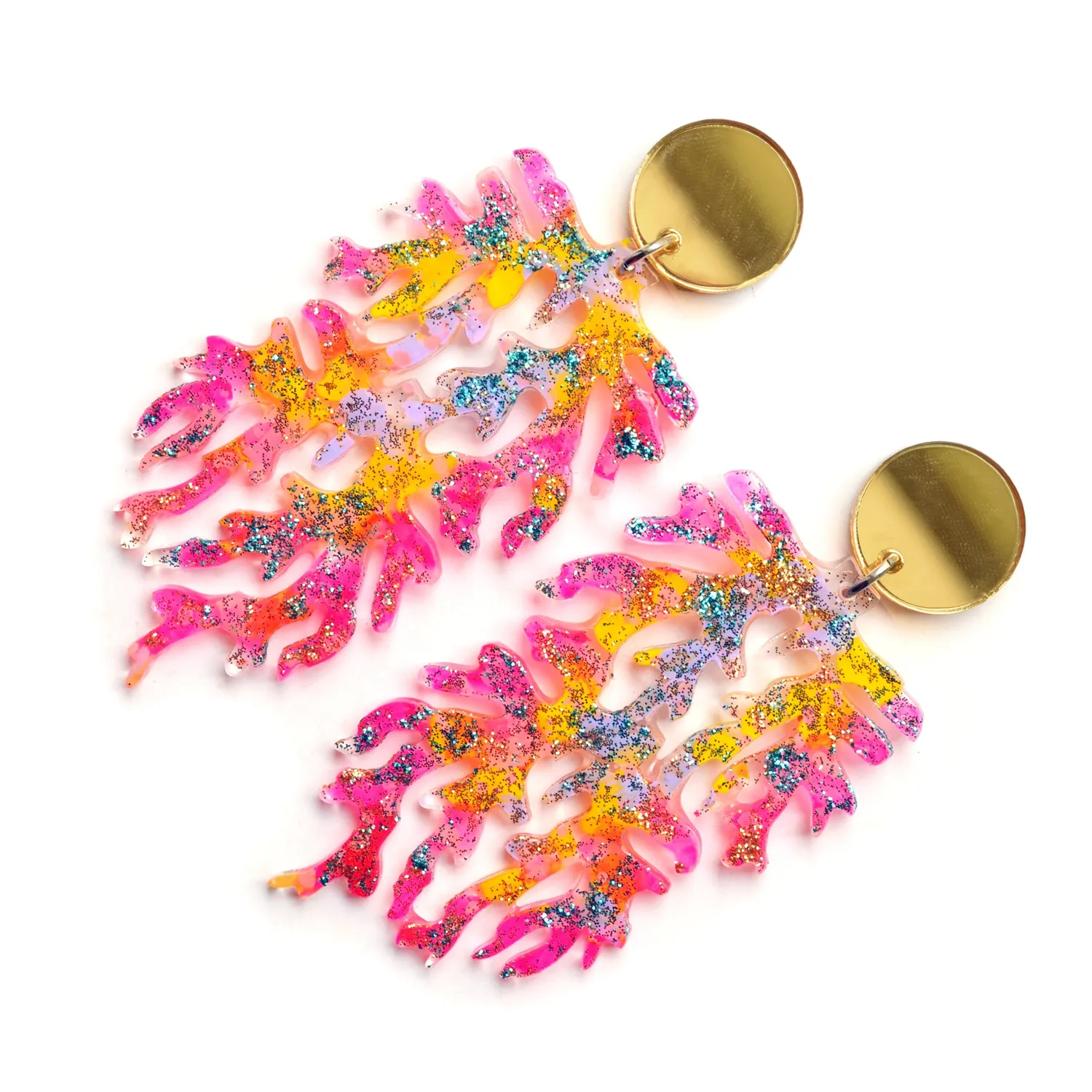 BooandBooFactory Neon Pink Coral øredobber 95 mm