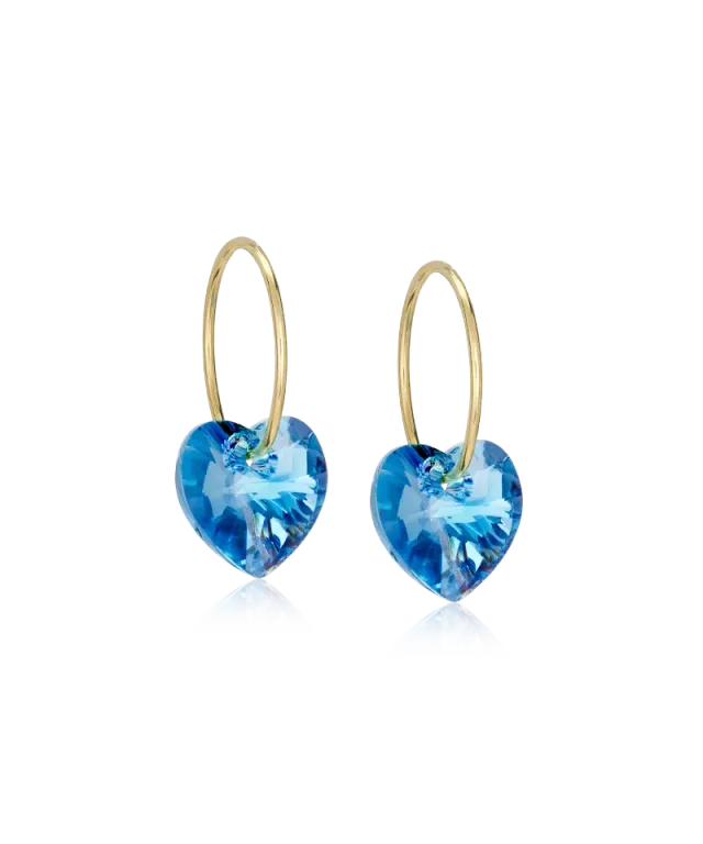 Blomdahl Ear Ring Heart ørering aquamarine 14 mm gullfarget