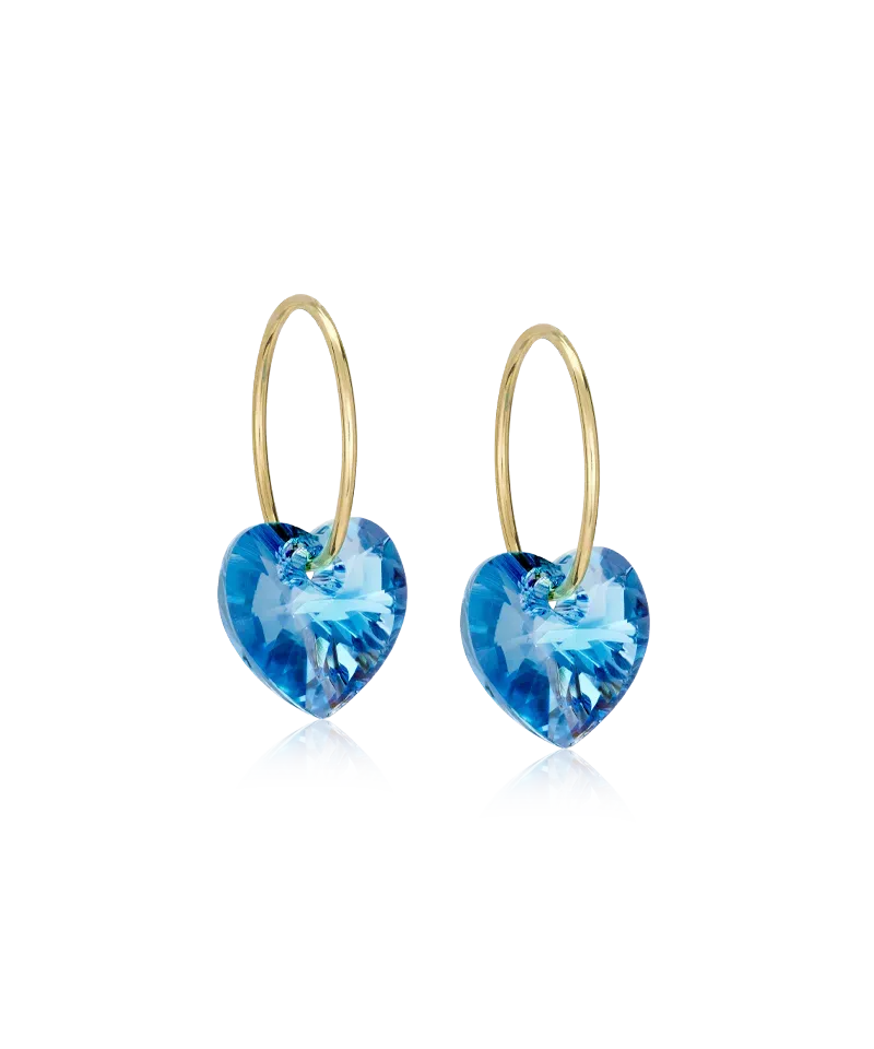 Blomdahl Ear Ring Heart ørering aquamarine 14 mm gullfarget