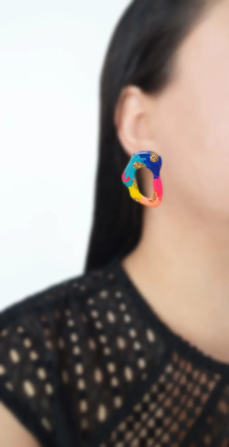 BooandBooFactory Blue Hoop Post studs øredobber blå