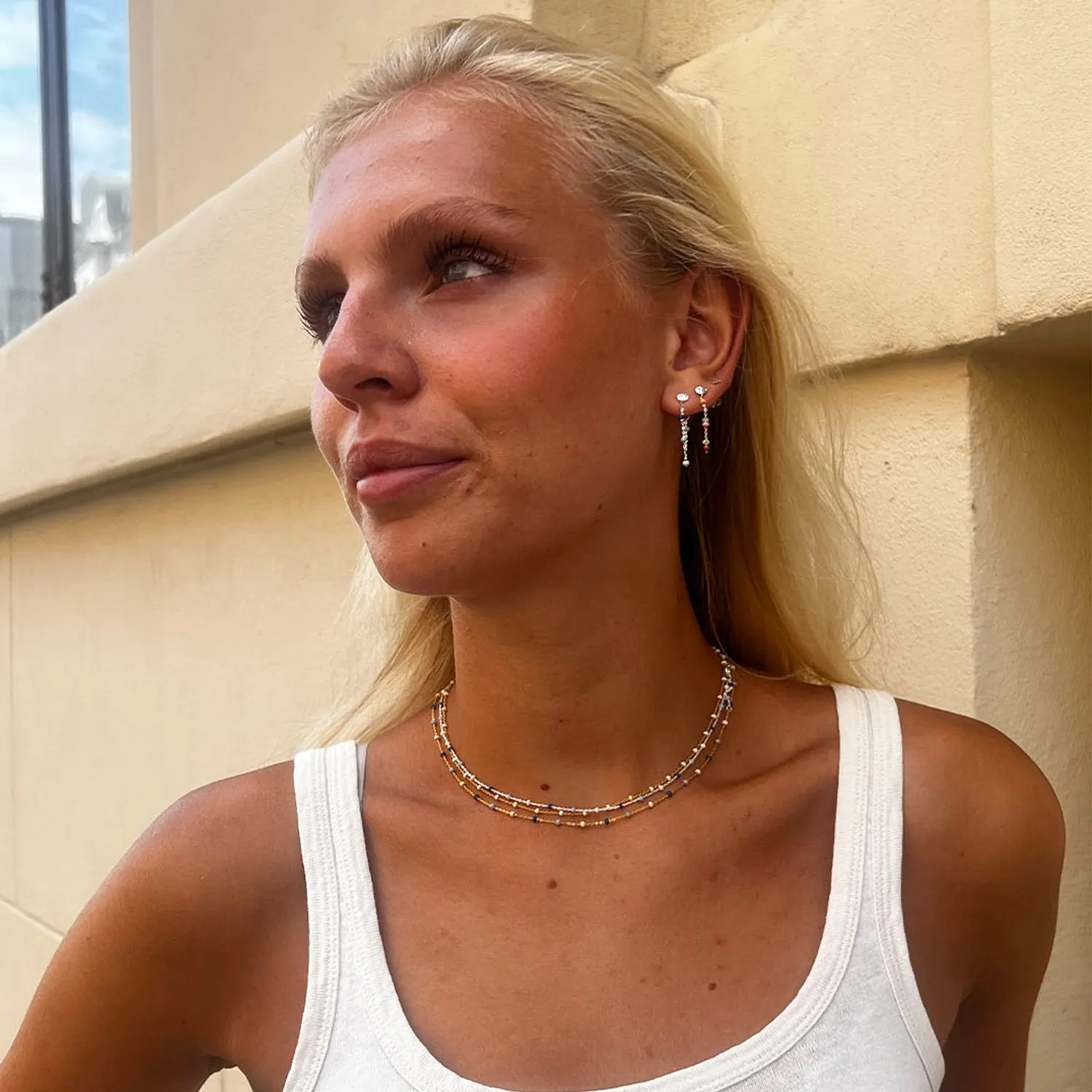 Enamel Lola øredobber marine 30x5 mm emalje