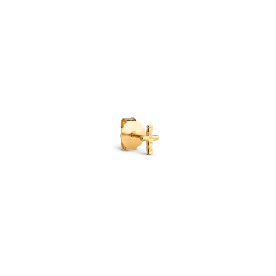 Enamel Protective Cross stud 6 mm forgylt singel