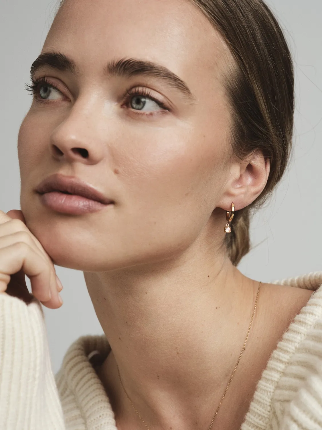 Mockberg Jolie Champagne Hoops øredobber gull 13 mm