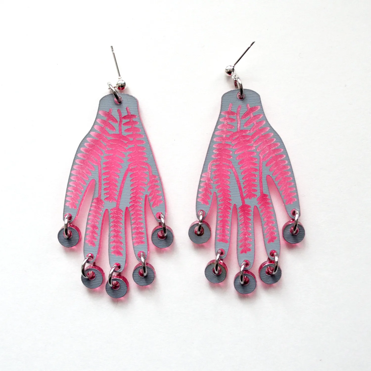 BooandBooFactory Pink Hand øredobber gull speilakryl