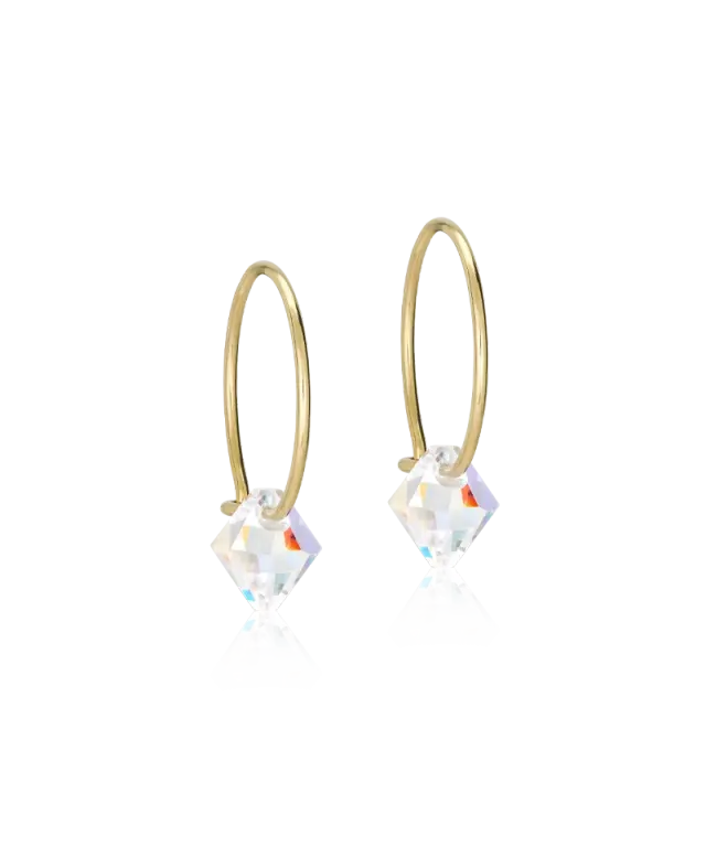 Blomdahl Ear Ring Bicone øredobber rainbow gull 14 mm