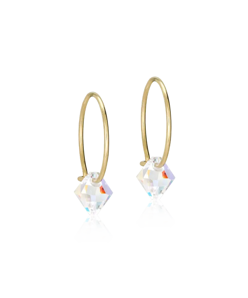 Blomdahl Ear Ring Bicone øredobber rainbow gull 14 mm