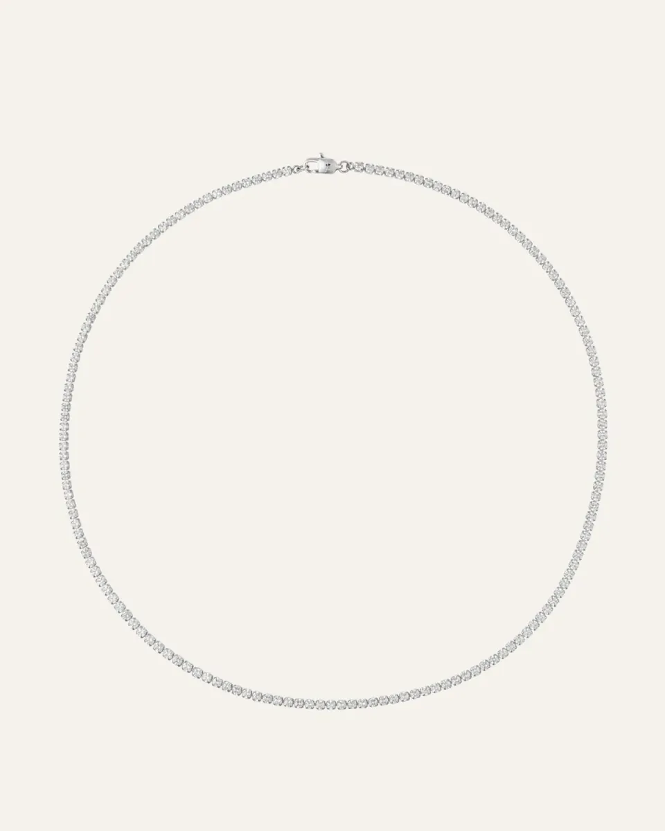 Mockberg Shiny Tennis halskjede sølv 2 mm zirkonia