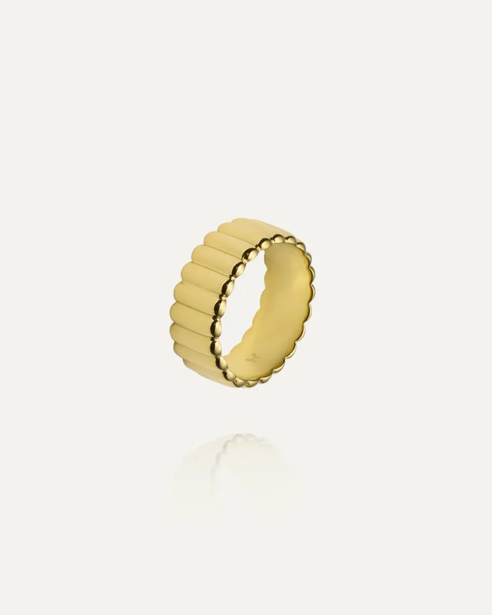 Mockberg Chic Ribbed ring gull riflet 18K