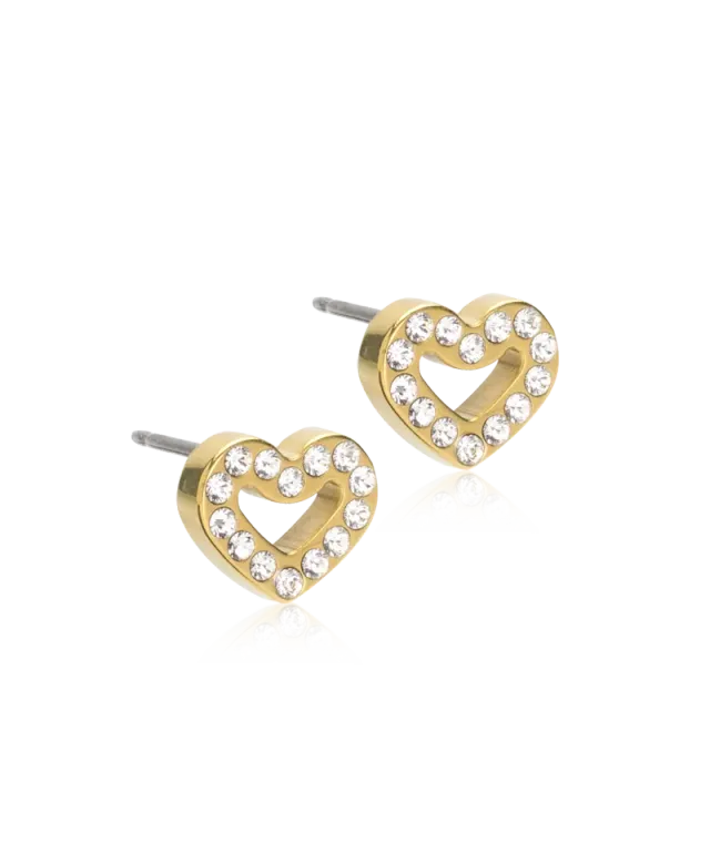 Blomdahl Brilliance Heart Hollow øredobber crystal gull 8 mm