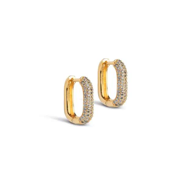 Enamel Sparkling Square 15 mm hoops par Clear CZ