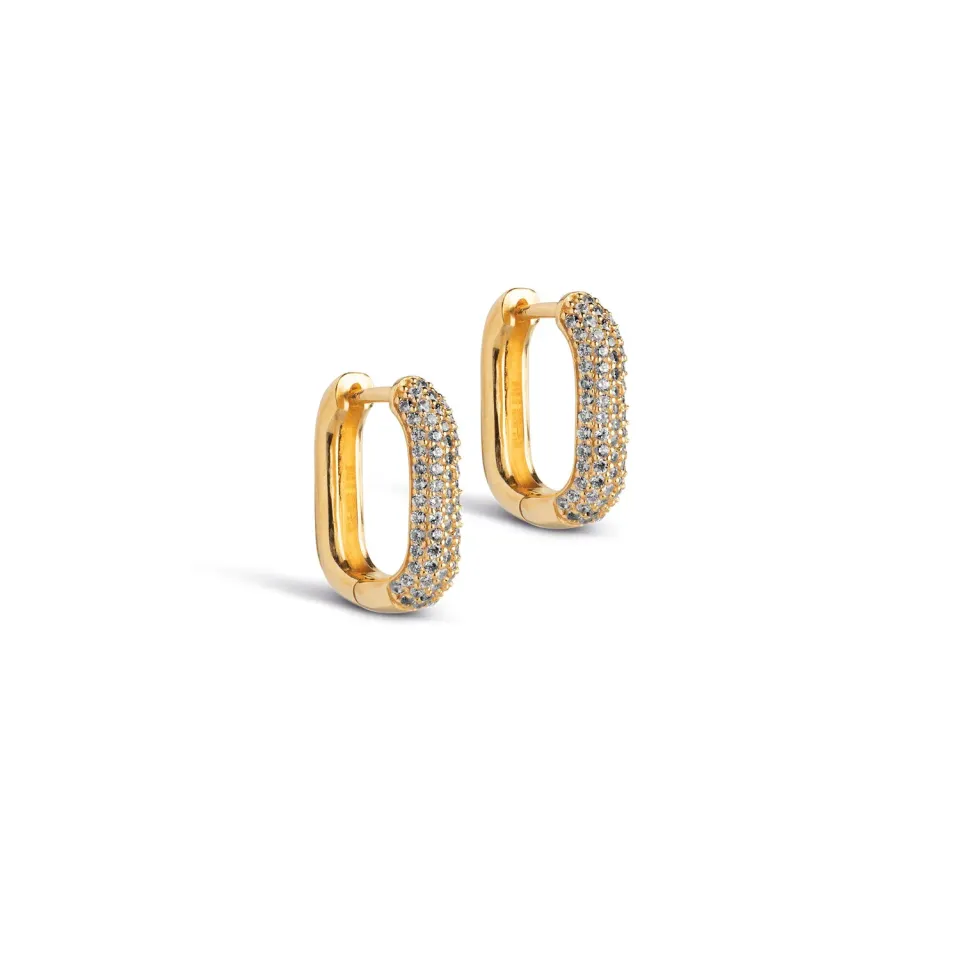 Enamel Sparkling Square 15 mm hoops par Clear CZ