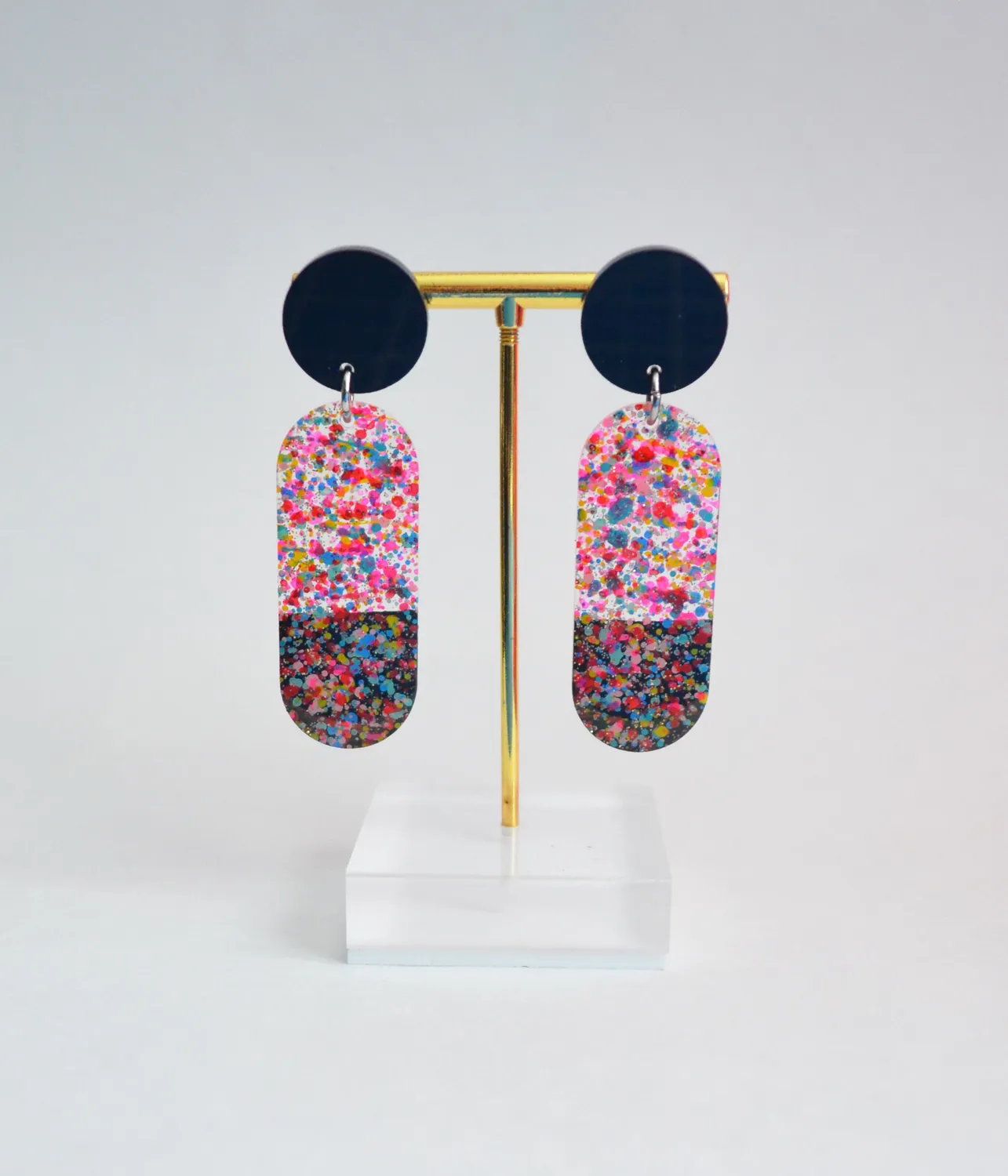 BooandBooFactory Confetti Oval øredobber resin konfetti