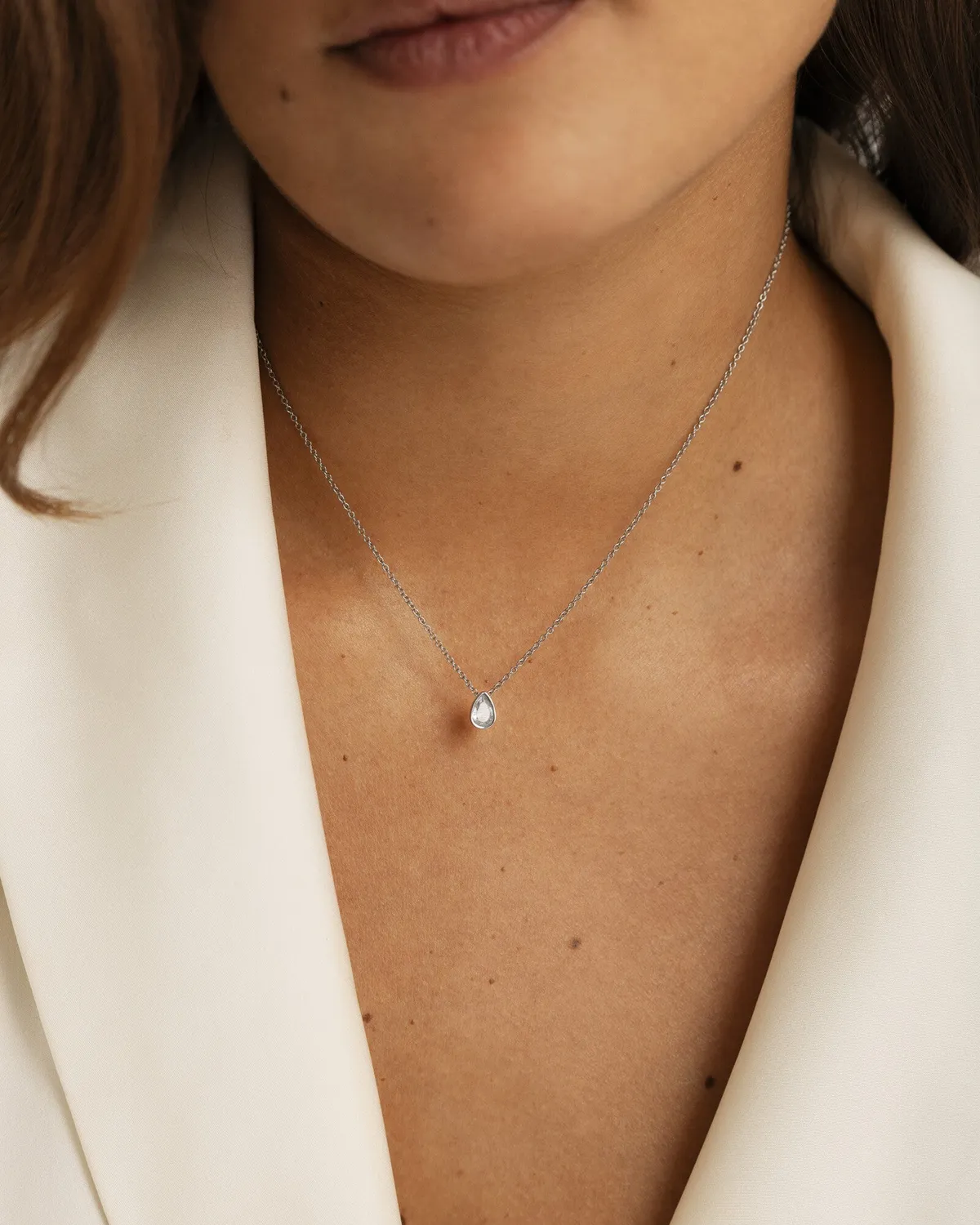 Mockberg Céleste Necklace kjede sølv hvit zirkonia