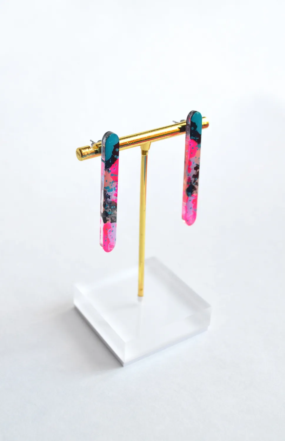 BooandBooFactory Watercolor Bar stud øredobber rosa blå