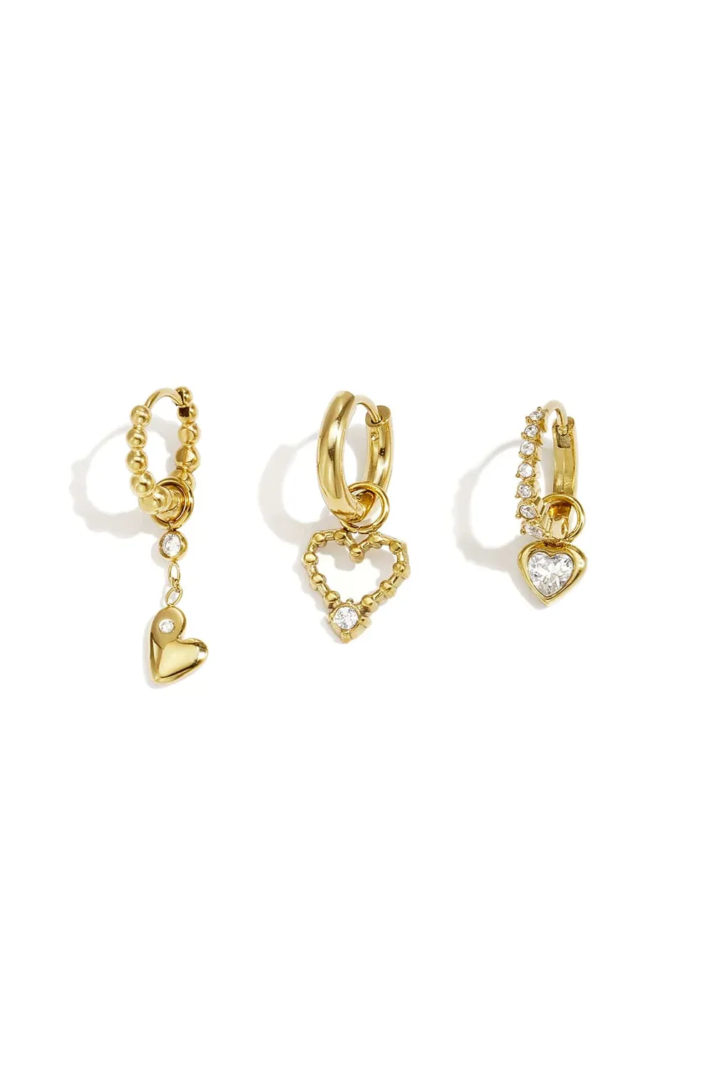 Mea Nani Cuore Stack hjerte-huggies 3-pakning 14K