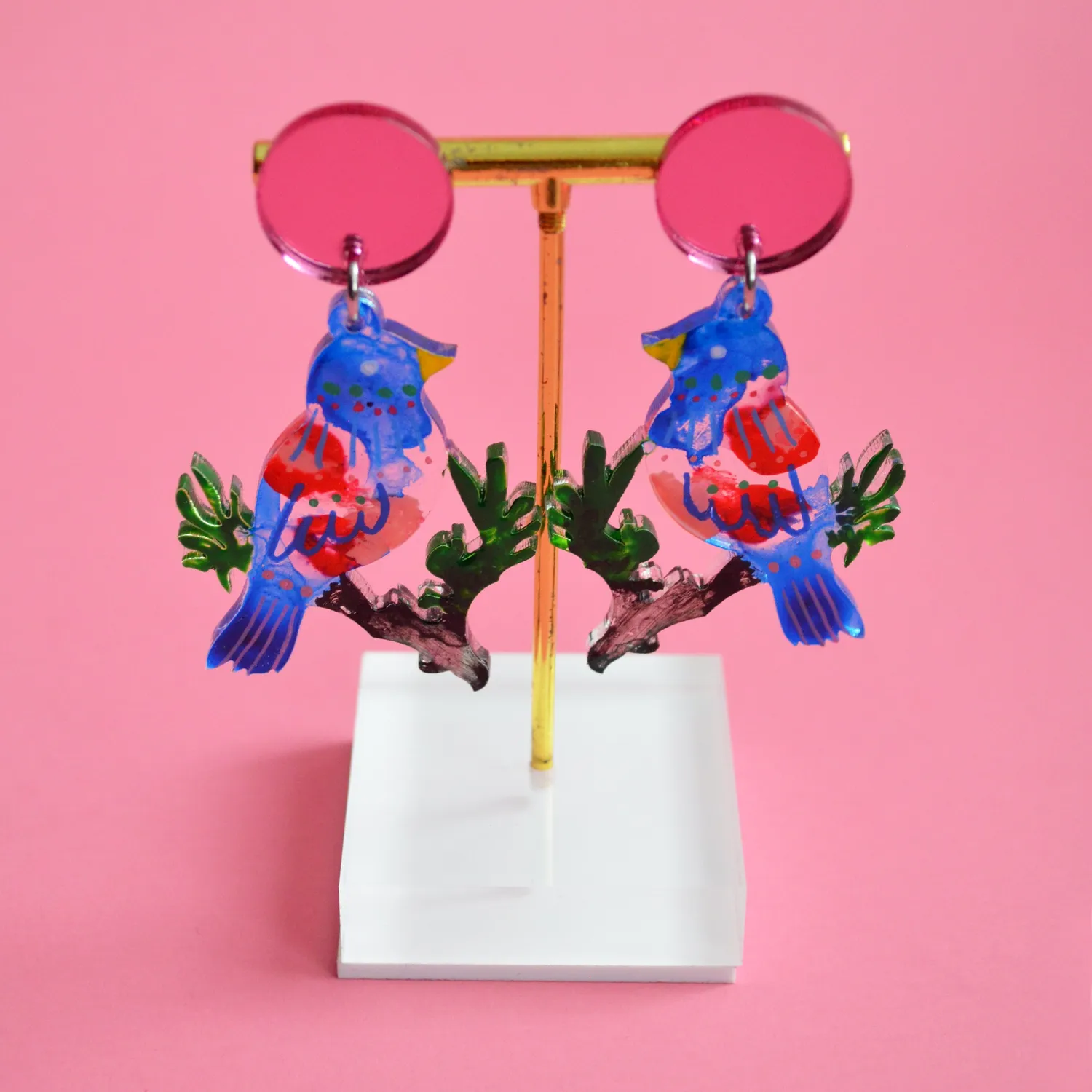 BooandBooFactory Bluebird Branch øredobber rosa speil